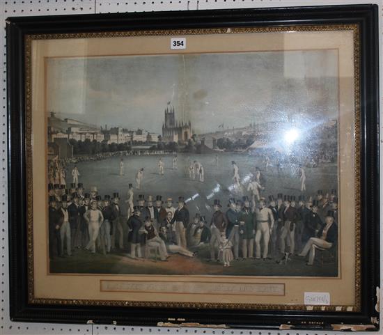 Sussex cricket match engraving